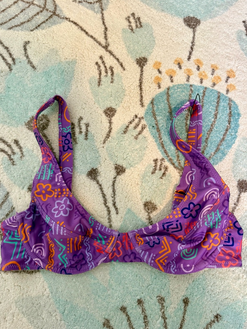 NWOT Inner Relm Purple Patterned Underwire Bikini Top